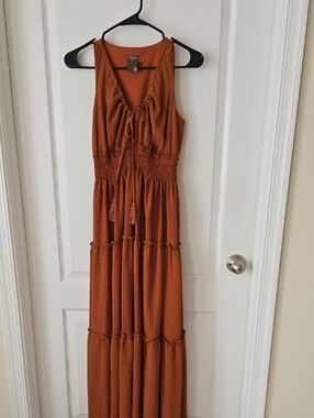 Women’s Rust Maxi Dress with Smocked Waist